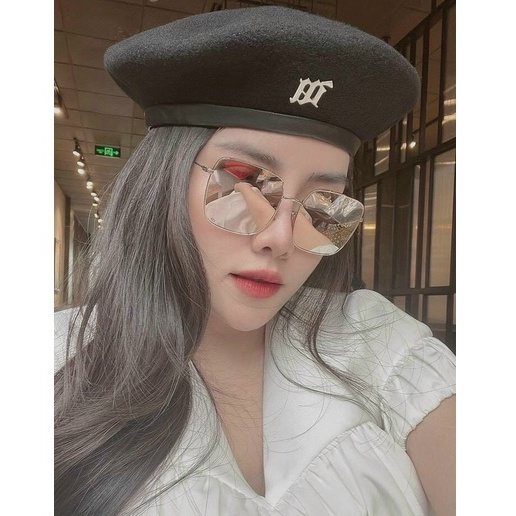 Kính mắt Tráng Gương thời trang nữ Dr  hồng và bạc form vuông chống nắng siêu sang