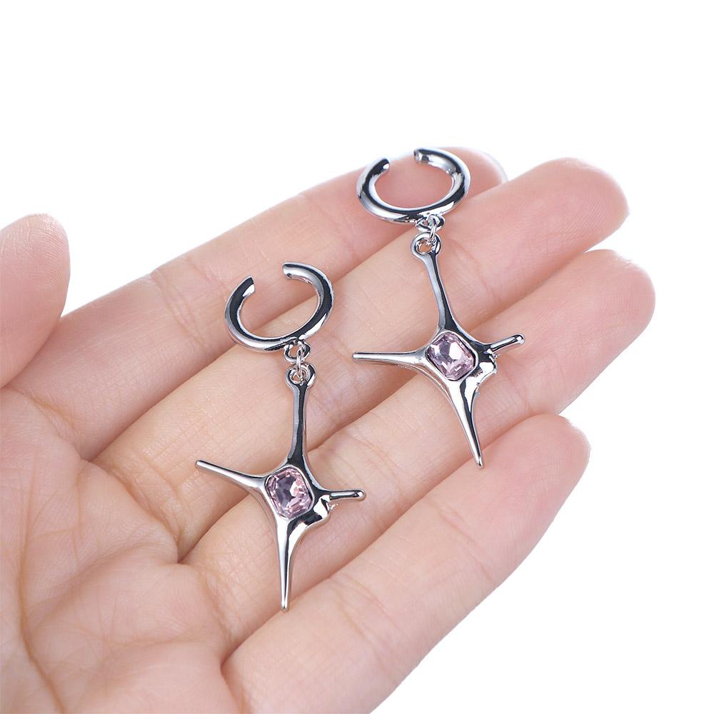 Áo Kiểu Màu Hồng Họa Tiết USNOW Xinh Xắn Đáng Yêu|Bộ Vòng cổ Và Bông Tai Bằng Kim Loại Y2K Thiết Kế Đơn Giản Sáng Tạo