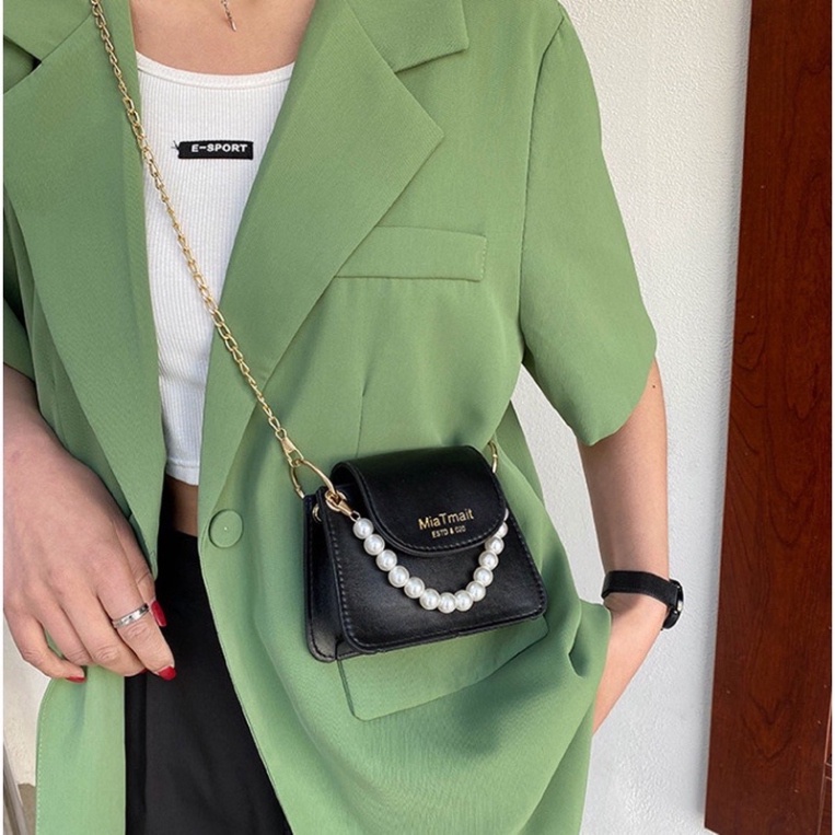Túi xách nữ đeo chéo đi chơi phong cách hàn quốc phối dây ngọc MiaT Zuliashop8386
