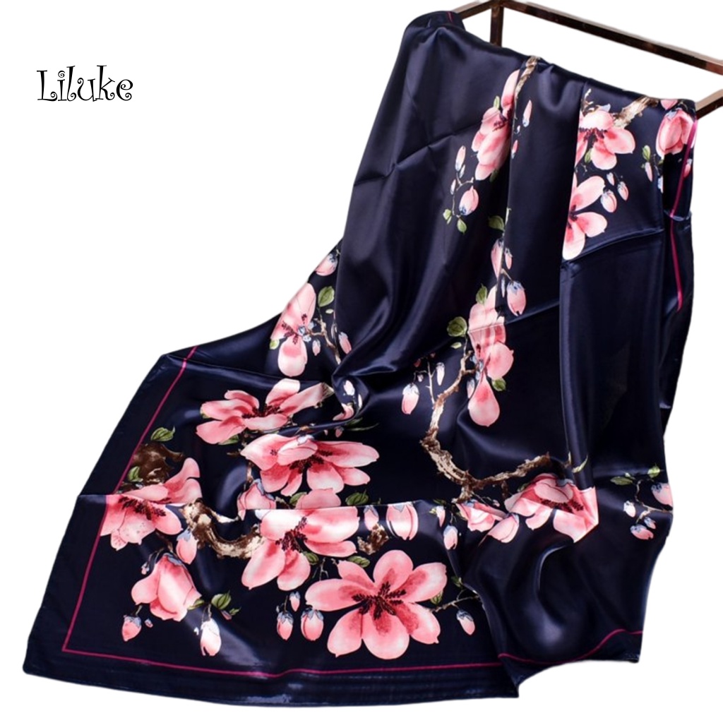 Khăn Choàng Vuông Mềm Mại In Họa Tiết Hoa Đào Thanh Lịch Cho Nữ Sự Bảo Vệ