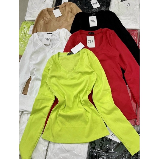 Áo Thun Gân Cổ Tim Dài Tay Chất Borip Xịn CC081