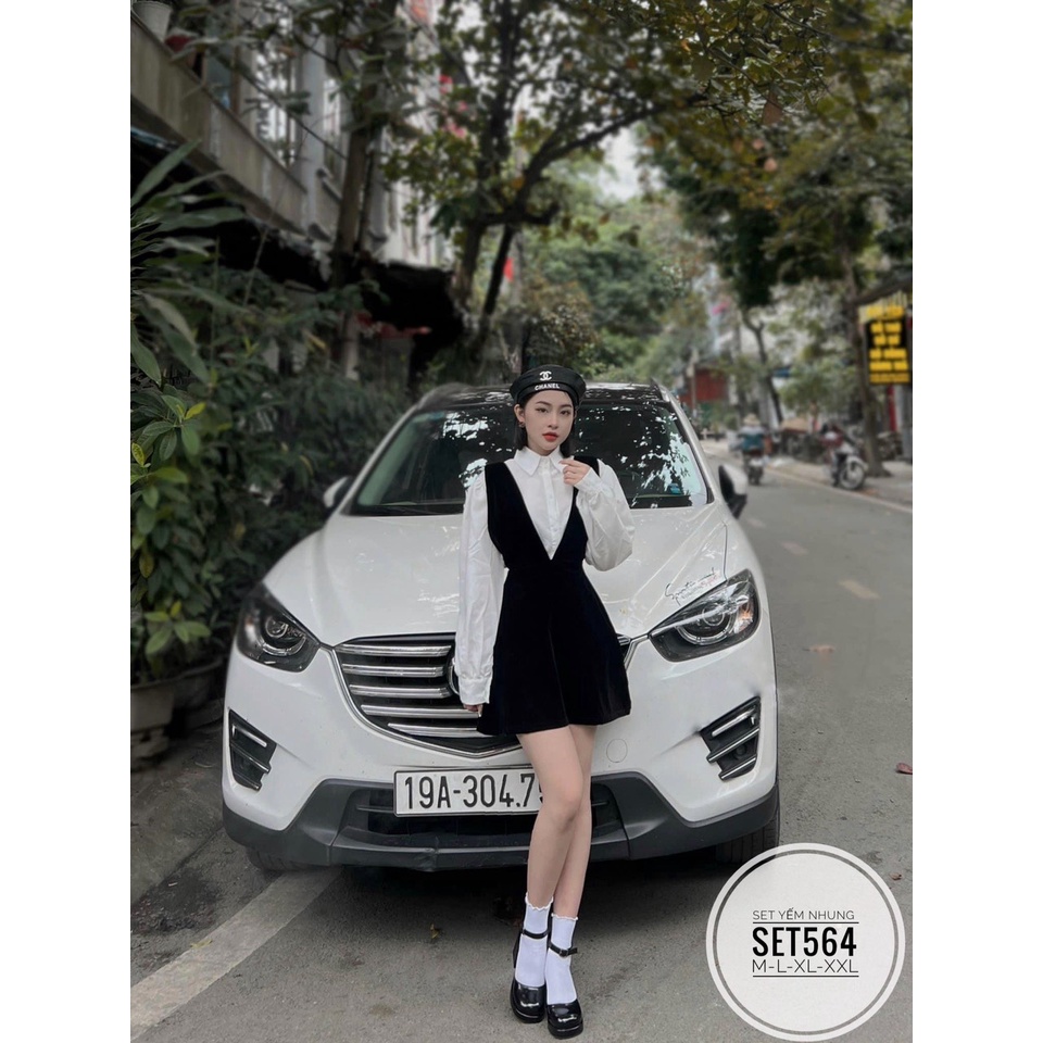 SET BIGSIZE ÁO SƠ MI PHỐI YẾM NHUNG SANG CHẢNH ĐỦ SIZE M-2XL