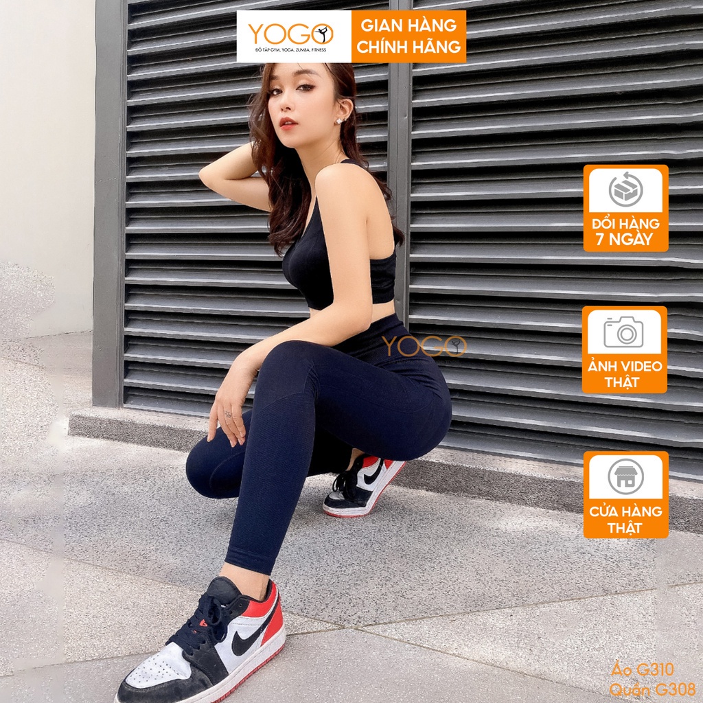 Quần legging tập gym quần thể thao nữ cạp cao nâng mông tôn dáng co giãn gen bụng định hình YOGO G308