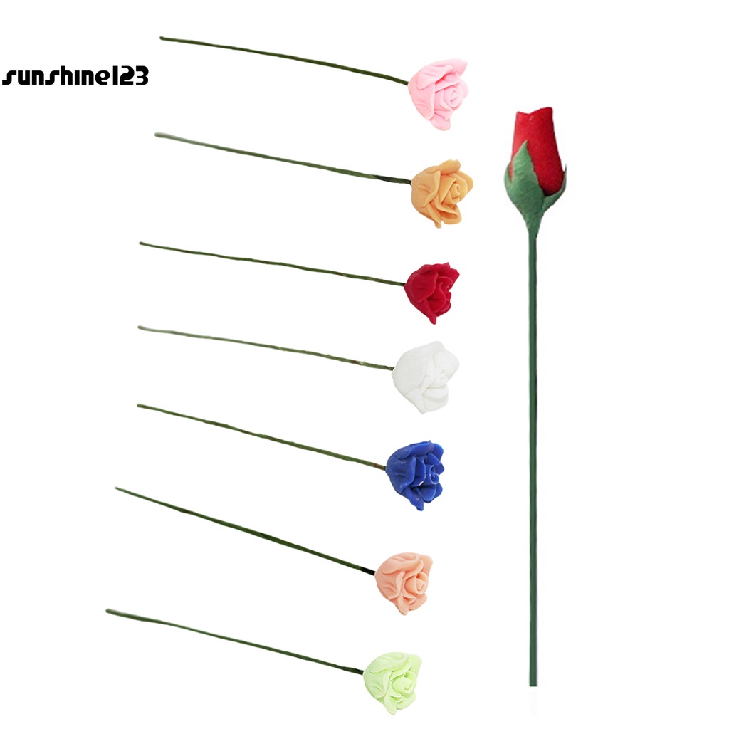 Set 123 hoa hồng giả mini trang trí nhà búp bê