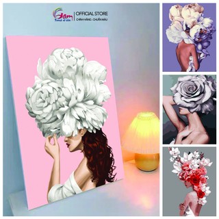 Tranh tô màu theo số Gam Tranh treo tường trang trí tự tô màu cô gái hoa phong cách Bắc Âu chọn lọc