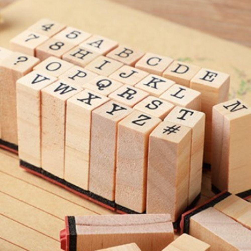 Bộ Tem Đóng Dấu Bằng Gỗ Hình Chữ Cái Và Số Phong Cách Retro Dùng Để Trang Trí Thiệp