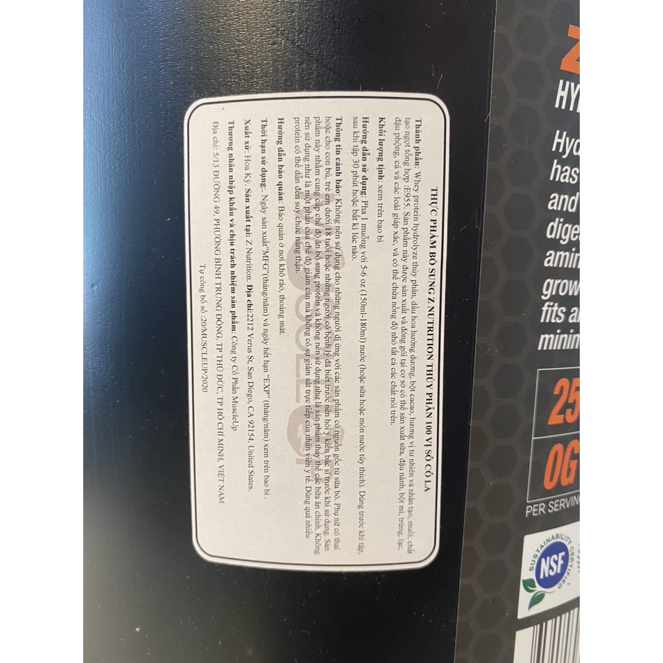 ZPROTEIN HYDROLYED ZNUTRITION - SỮA TĂNG CƠ - WSPT