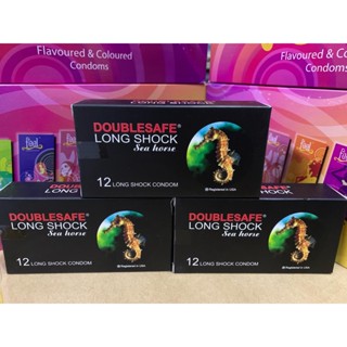 Combo  3 hộp bao cao su Cá Ngựa Double safe LONG SHOCK gân gai kéo dài thời gian - 36 chiếc