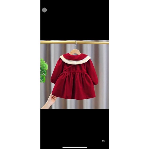 Váy nhung đỏ quảng châu và váy len quảng châu cao cấp cho bé