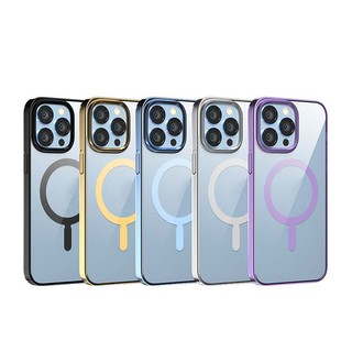 Ốp lưng Devia Glimmer trong suốt chống ố viền màu hỗ trợ sạc không dây cho điện thoại iP 14 promax 14 pro 14 plus 14