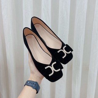 Giày búp bê nữ phối khóa x mặt đá chất da mềm êm chân