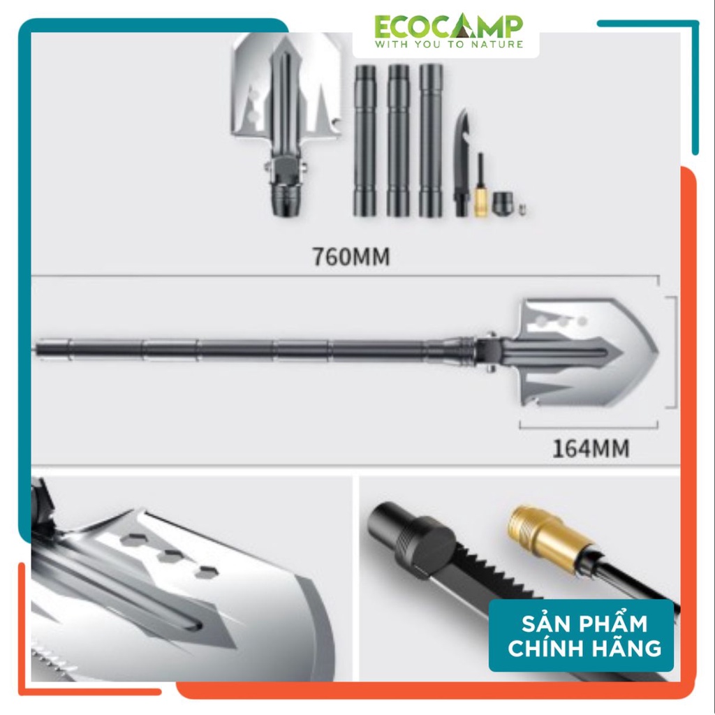 Xẻng cuốc đa năng đi phượt, dã ngoại, làm vườn, gấp gọn gàng, 13 chức năng tiện lợi