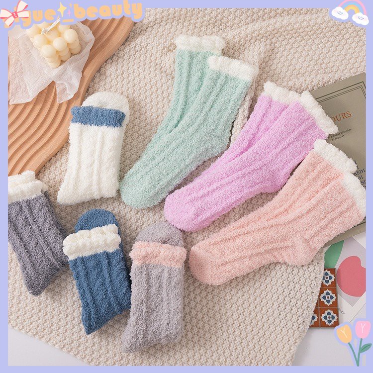 Vớ Lông Cừu San Hô Dày Dặn Giữ Ấm Mùa Thu Đông Phong Cách Nhật Bản Cho Nữ