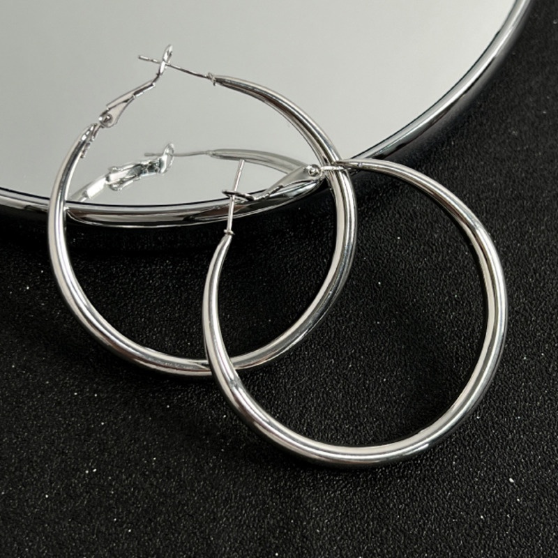 Khuyên Tai Bạc Đơn Giản Cá Tính Thời Trang Hàn Quốc Cho Nữ