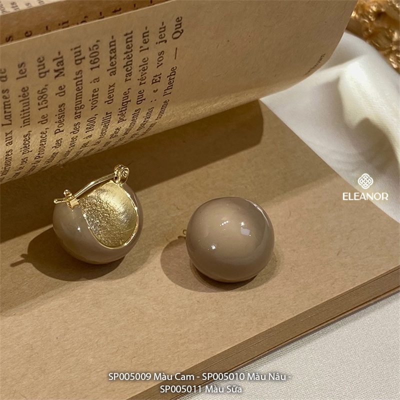Bông tai nữ chuôi bạc 925 Eleanor Accessories dáng tròn hình cầu basic thanh lịch phụ kiện trang sức 5009