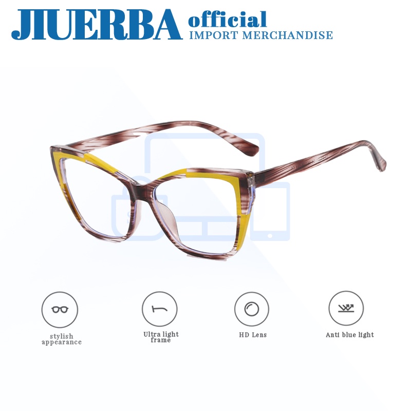 JIUERBA Kính TR90 Hai Màu Chống Ánh Sáng Xanh Thời Trang Phong Cách Âu Mỹ Cho Nữ