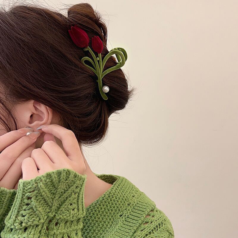 Kẹp Tóc Hình Hoa Tulip Phong Cách Vintage Cho Nữ