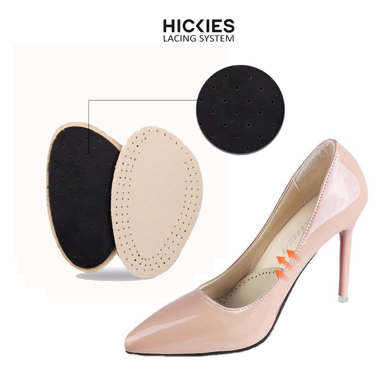 Cặp lót giày cao gót mũi tròn đệm nửa bàn chân trước chất liệu da bò thoáng khí - hickies lacing system