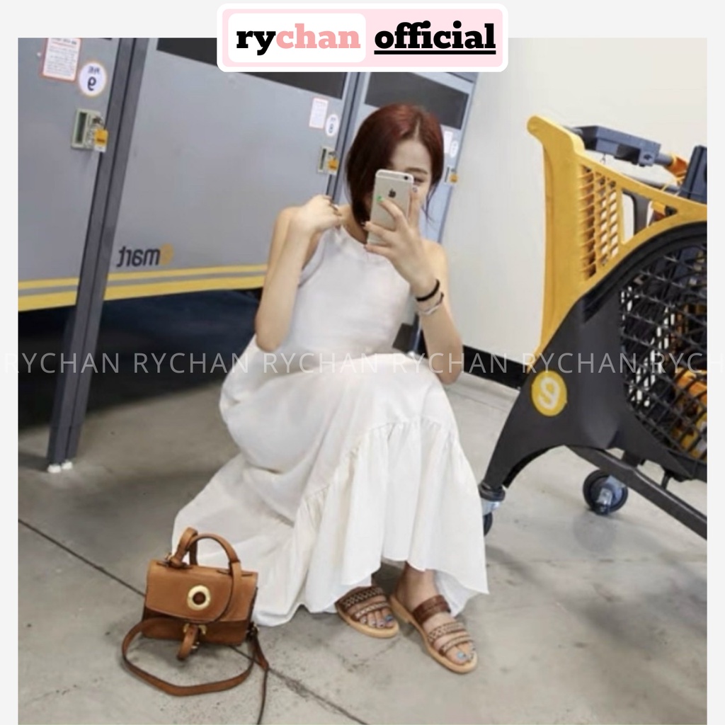 [ẢNH THẬT CUỐI] Đầm Nữ Đi Biển Cổ Yếm Dáng Dài Đuôi Cá Sang Chảnh, Váy Dạo Phố Form Rộng Rãi Thoải Mái Màu Trắng - DS140