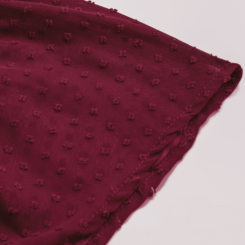 Xiangbao Đầm Hoa Văn Chấm Bi Tay Dài Cổ Chữ V Gợi Cảm Cho Nữ