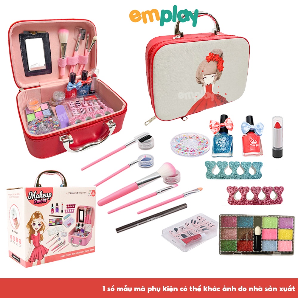 Hộp trang điểm cho bé Emplay, đồ chơi trang điểm bé gái cao cấp, an toàn, dễ làm sạch