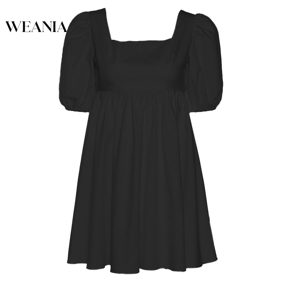 Đầm Mini Cổ Vuông Tay Ngắn Dáng Rộng Thời Trang Xinh Xắn Cho Nữ