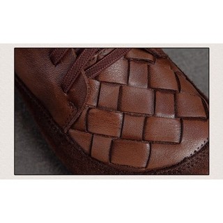 G113-Giày Handmade Retro Cột Dây Viền Da Lộn