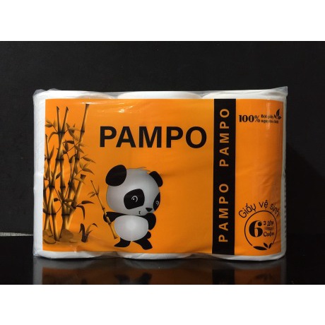 Giấy vệ sinh, giấy cuộn Pampo cao cấp 6 cuộn siêu mịn
