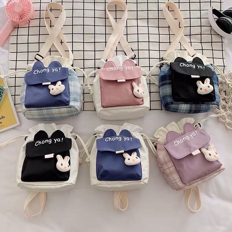 Túi Đeo Chéo Vải Canvas Thỏ 🐰 Bunny Rút Dây