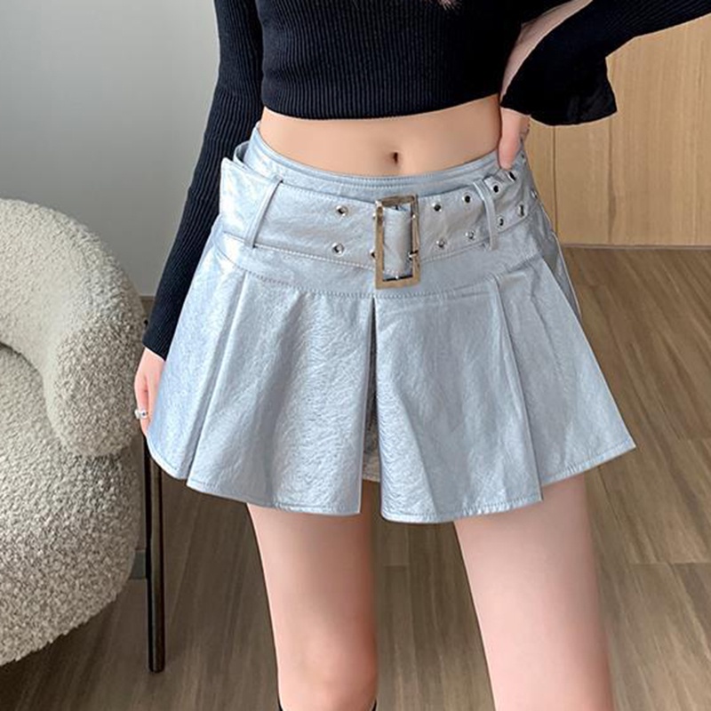 IELGYChân Váy Da pu Lưng Cao Phong Cách Hàn Quốc Dành Cho Nữ