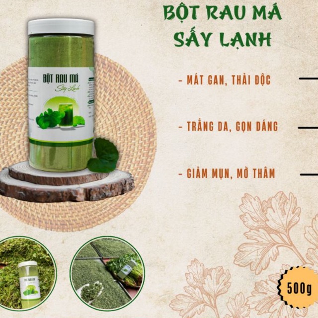 Bột rau má sấy lạnh  LengKengFarm  nguyên chất organic giảm cân hiệu quả an toàn - Bột rau má thanh nhiệt, mát gan