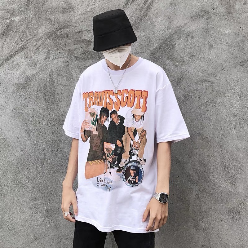 Áo thun Unisex TRAVIS SCOTT cotton 100% form rộng tay lỡ  - A41