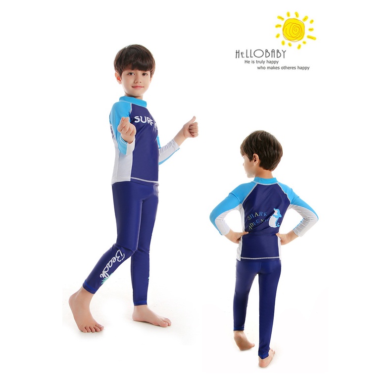 Đồ bơi cho bé gái, bé trai tay dài quần dài chống nắng cao cấp BG44