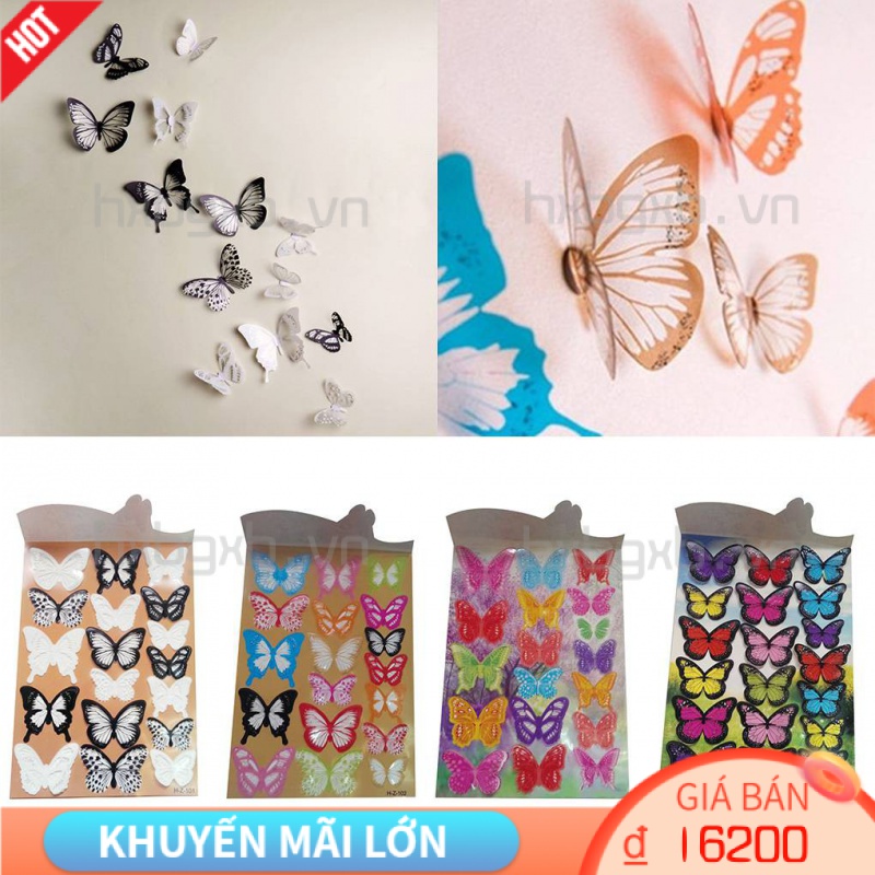 Miếng Dán Tường Trang Trí Hình Bướm 3d Độc Đáo