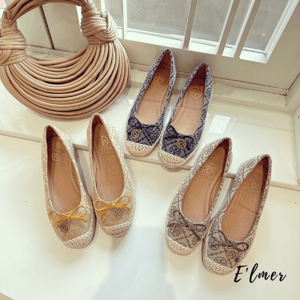 Giày Bệt Nữ Cói Tory Nơ Khóa Charm Elmer