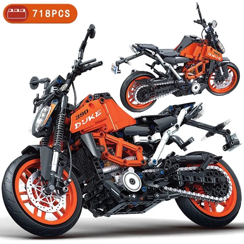 (Có Sẵn ) đồ chơi Lắp ráp mô hình Technic 8108 siêu xe moto KTM Duke 390 màu đỏ cực chất