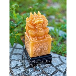 Ấn rồng đá ngọc hoàng long 15cm kèm kiểm định
