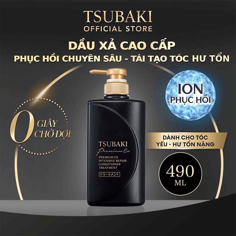 Bộ Dầu Gội Xả Tsubaki Đen Phục Hồi Tóc Hư Tổn Nặng Tsubaki Premium EX Intensive Repair Treatment 490ml/Chai