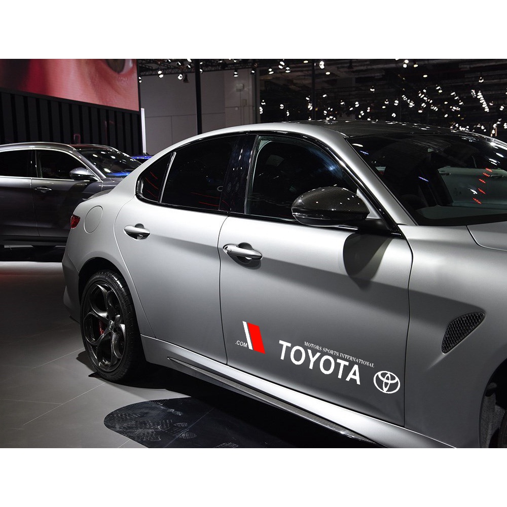 Bộ 2 Miếng Dán Trang Trí Cửa Xe Hơi Toyota VIos Yaris Corolla Cross Veloz CHR Avanza Fortuner Rush Innova raize Calya Rav4 GR Gazoo Racing GR Sport