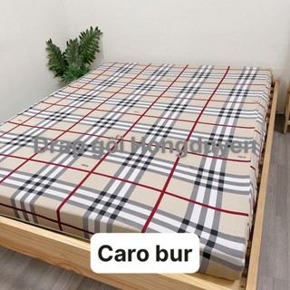 Bộ Drap/ga thun caro bur KO Mền/Chăn 1m6/1m8 (chân nệm dưới 15cm). drap gối codipa