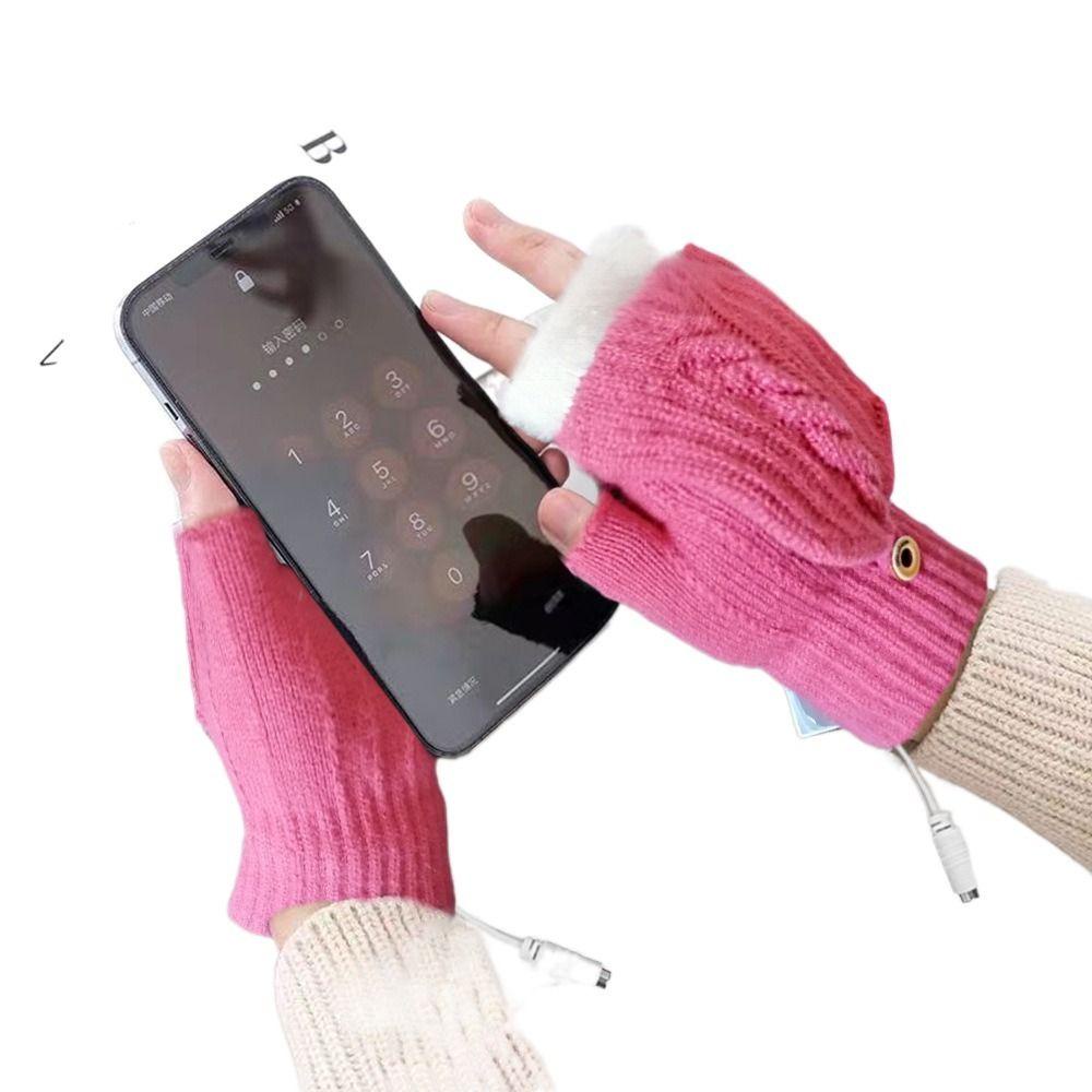 Găng Tay Giữ Ấm Mùa Đông Bằng Điện USB Màu Sắc Đơn Giản