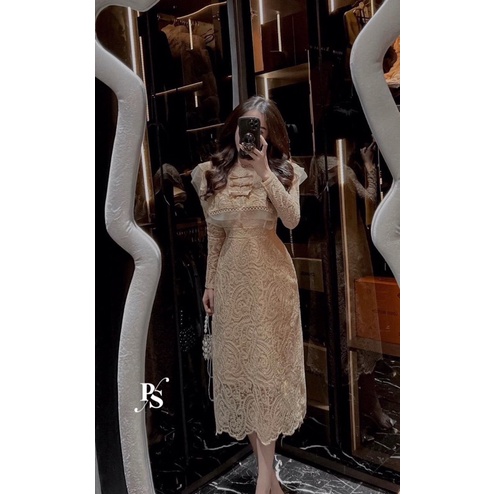 Váy ren 3 nơ phối lưới