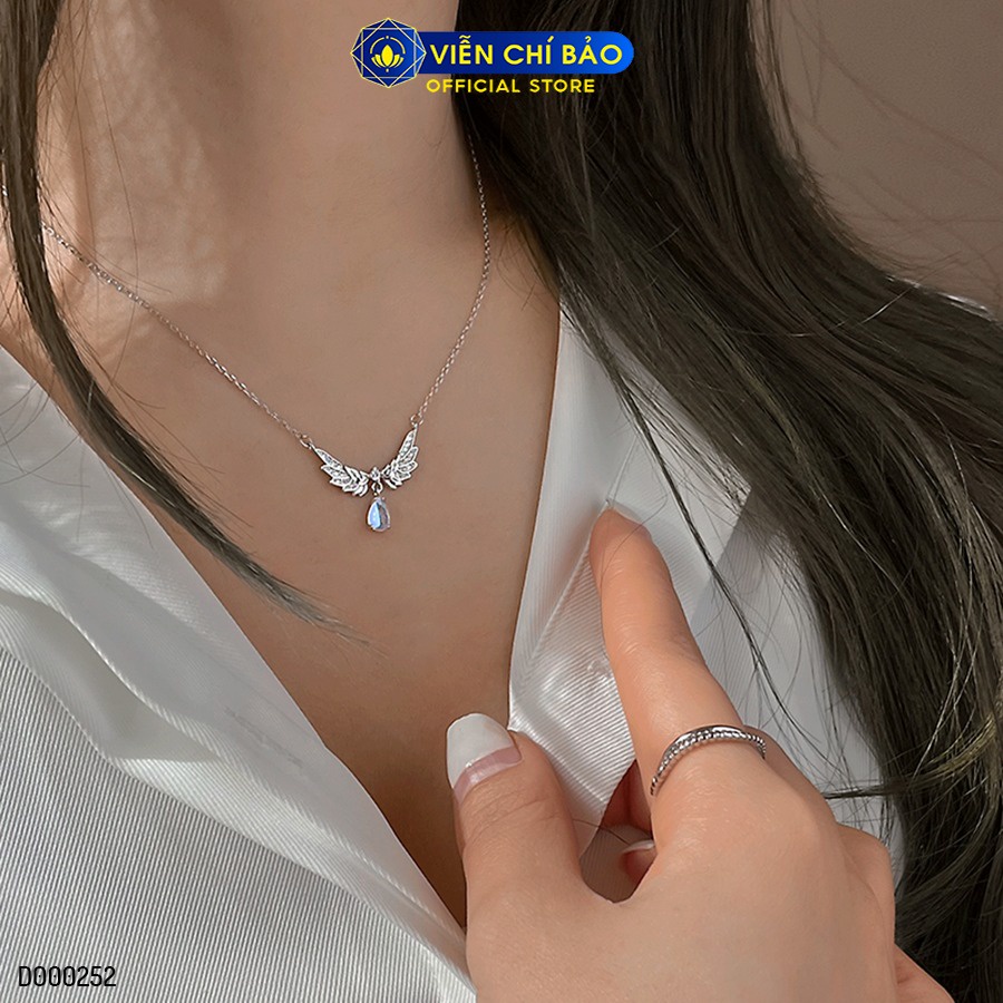 Dây chuyền bạc nữ cánh thiên thần đá mặt trăng chất liệu bạc 925 thời trang phụ kiện trang sức Viễn Chí Bảo D000252
