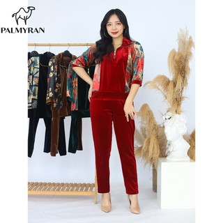 Bộ quần áo nhung tuyết cao cấp phối hoa 3D cao cấp NT04T