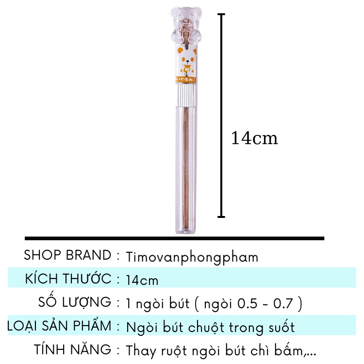 Ngòi Bút Chì 0.5 Kim 0.7 Nhiều Màu Cute Hình Chuột Timo VPK11