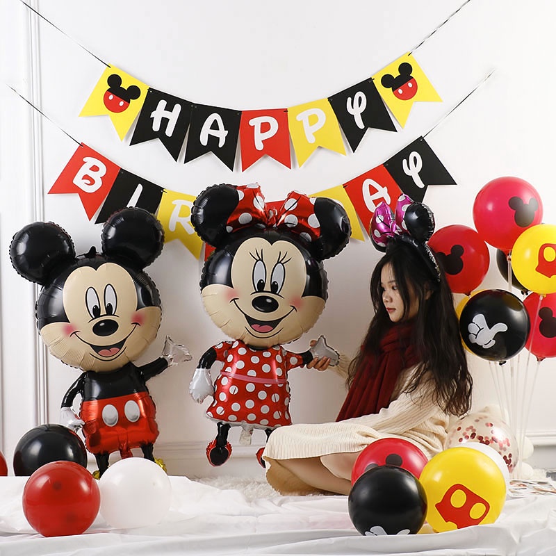 DISNEY Bong Bóng Hình Chuột Mickey 112cm Trang Trí Tiệc Sinh Nhật Cho Bé