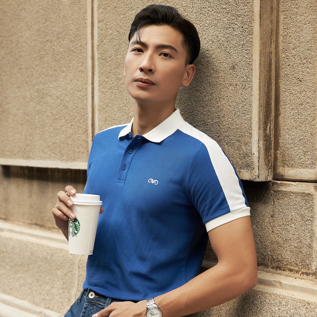 Áo Polo Americus Gosani Logo Bạch Dương Viền Tay màu Xanh Dương - Xanh Đen và Xanh Lá