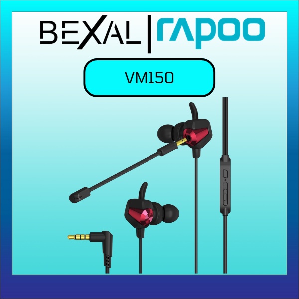Tai nghe có dây nhét tai có mic VM150 Rapoo siêu bền hiệu ứng âm thanh vòm giảm tiếng ồn Bexal RP08