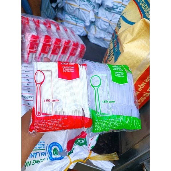 Muỗng nhựa trà sữa,muỗng cơm cao cấp bịch 100 cái