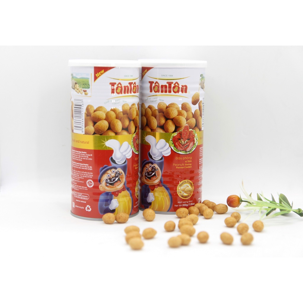 Đậu Phộng Vị Tôm Alaska Tân Tân Lon 200g Giòn Tan Hương Vị Hấp Dẫn